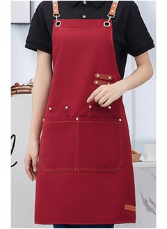 Loquat Adjustable Double Shoulder Chef Apron Waterproof and Oilproof Kitchen Apron Red Color  - Image 3