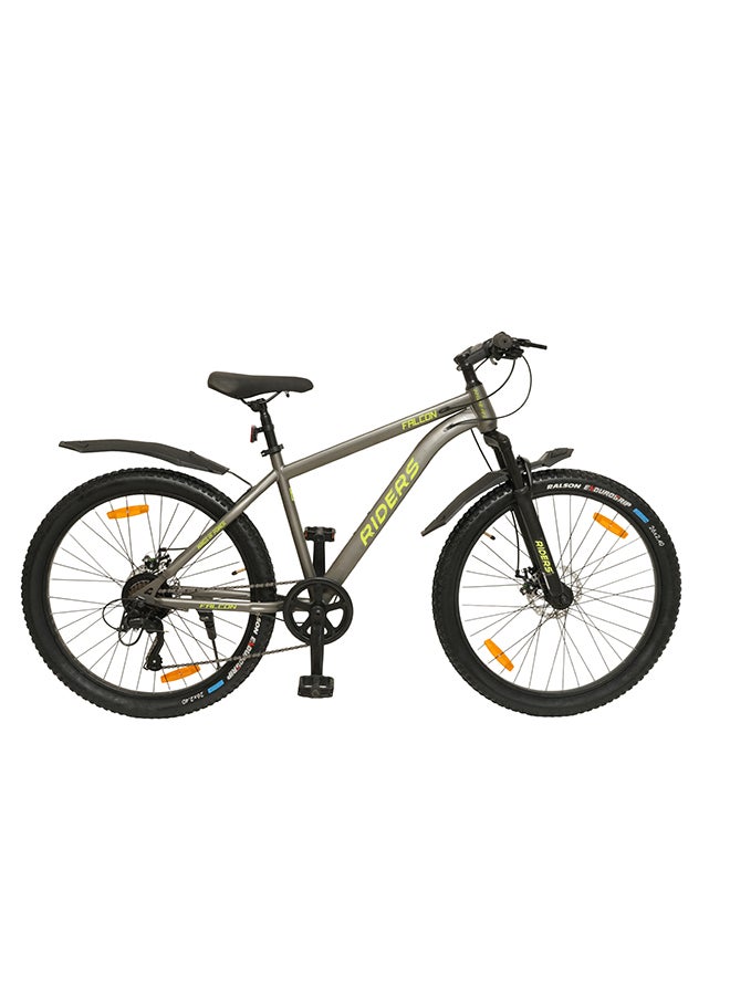 Riders Falcon 26T Mountain Bicycle for Men & Women | 7-Speed Gear System, Front Suspension & Dual Disc Brakes | Strong Steel Frame with Inner Cable Routing, Nylon Tyres & Multi-Terrain Performance | City & Off-Road Cycle | Green - Image 1