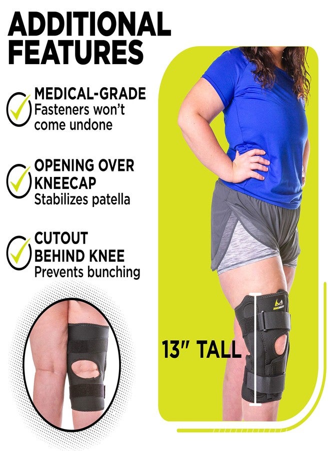 BraceAbility Obesity Hinged Knee Pain Brace - Overweight Men and Women's Wraparound Plus-Size Support for Osteoarthritis, Weak Joints, Medial and Lateral Kneecap Instability (Large) - Image 4