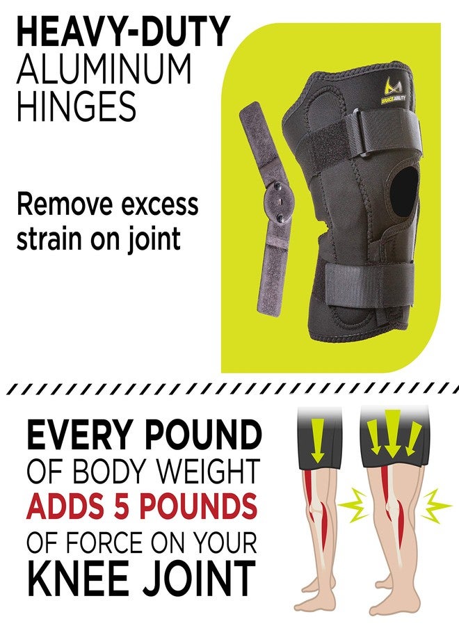 BraceAbility Obesity Hinged Knee Pain Brace - Overweight Men and Women's Wraparound Plus-Size Support for Osteoarthritis, Weak Joints, Medial and Lateral Kneecap Instability (Large) - Image 3