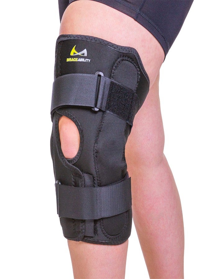 BraceAbility Obesity Hinged Knee Pain Brace - Overweight Men and Women's Wraparound Plus-Size Support for Osteoarthritis, Weak Joints, Medial and Lateral Kneecap Instability (Large) - Image 1