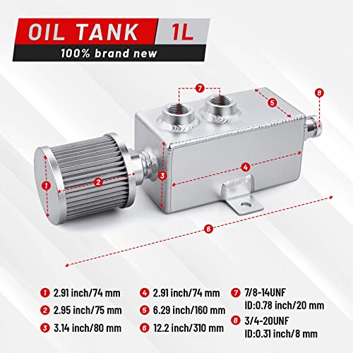 BOMLING Universal 2L Oil Catch Can Tank Baffled 10AN with Breather Filter Aluminum Reservoir Tank Black - Image 2