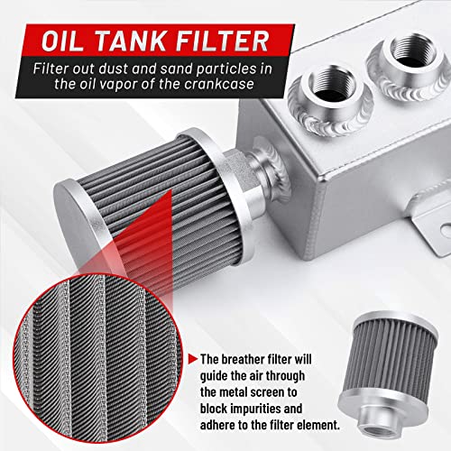 BOMLING Universal 2L Oil Catch Can Tank Baffled 10AN with Breather Filter Aluminum Reservoir Tank Black - Image 4