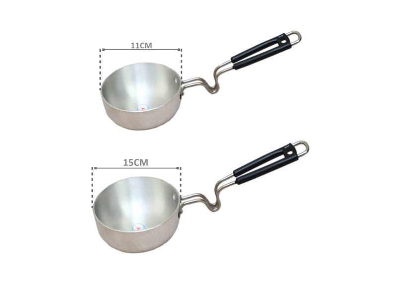 STEPHY Aluminium Tadka Pan with Unbreakable Steel Handle Tadka Pan (11+15 cm) - Image 2
