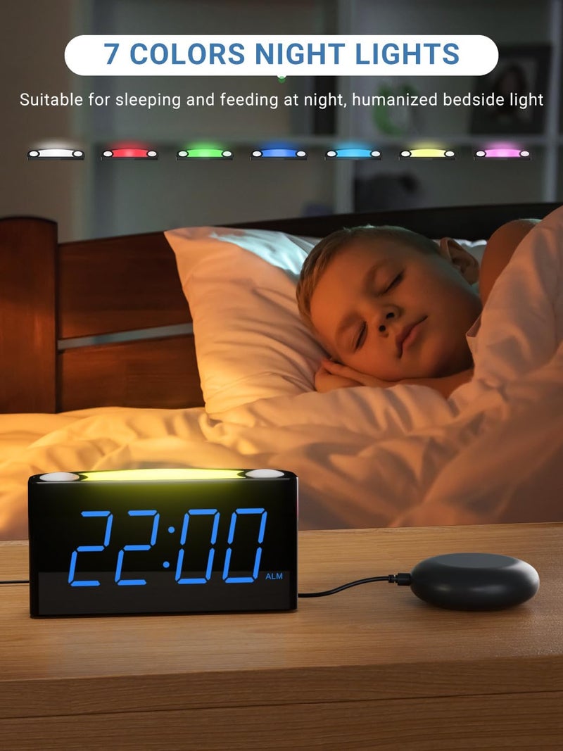 PPLEE Super Loud Alarm Clock for Heavy Sleepers Hearing Impaired Deaf,Vibrating Alarm Clock with Bed Shaker,Big Display Alarm Clock for Bedroom,5 Dimmer,Night Light,USB/Type-C Charger,Power-off Memory - Image 5