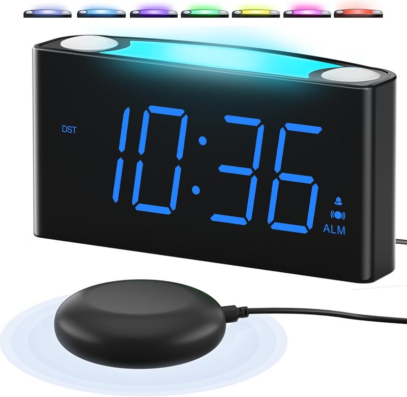 PPLEE Super Loud Alarm Clock for Heavy Sleepers Hearing Impaired Deaf,Vibrating Alarm Clock with Bed Shaker,Big Display Alarm Clock for Bedroom,5 Dimmer,Night Light,USB/Type-C Charger,Power-off Memory - Image 1