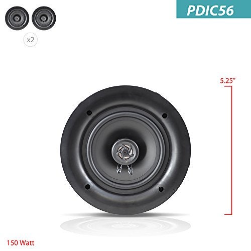 Pyle 5.25'' In-Wall/In-Ceiling Dual Speakers (Pair) - 2-Way Woofer Speaker System 1/2” Polymer Tweeter Flush Mount w/ 80Hz - 20kHz Frequency Response 150 Watts Peak 8 Ohm Rating - Pyle PDIC56 (White) - Image 3