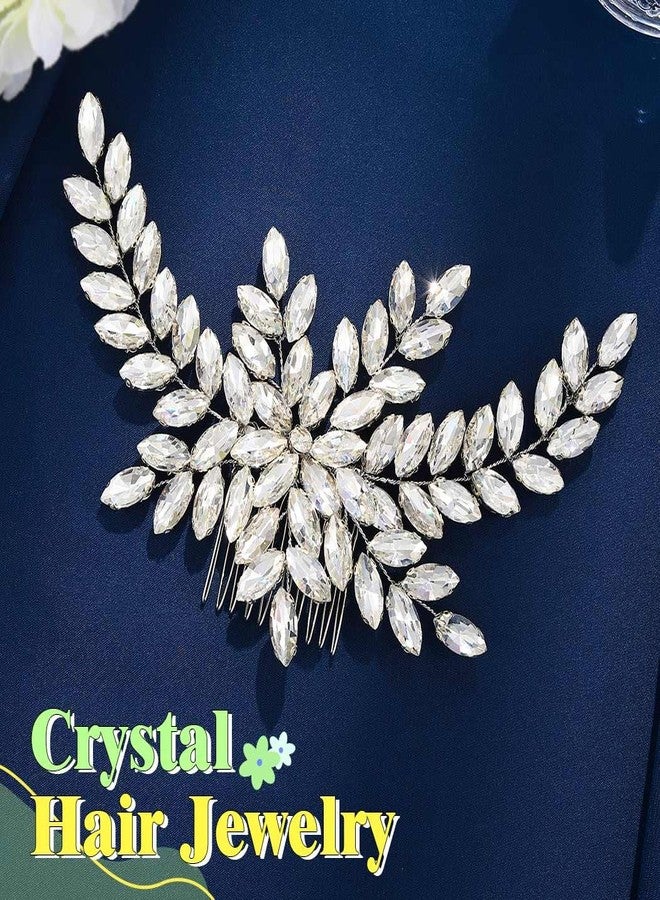 JONKY Rhinestone Bride Wedding Hair Comb Crystal Hair Jewelry Bridal Hair Accessories for Women - Image 2