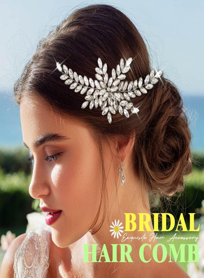 JONKY Rhinestone Bride Wedding Hair Comb Crystal Hair Jewelry Bridal Hair Accessories for Women - Image 3