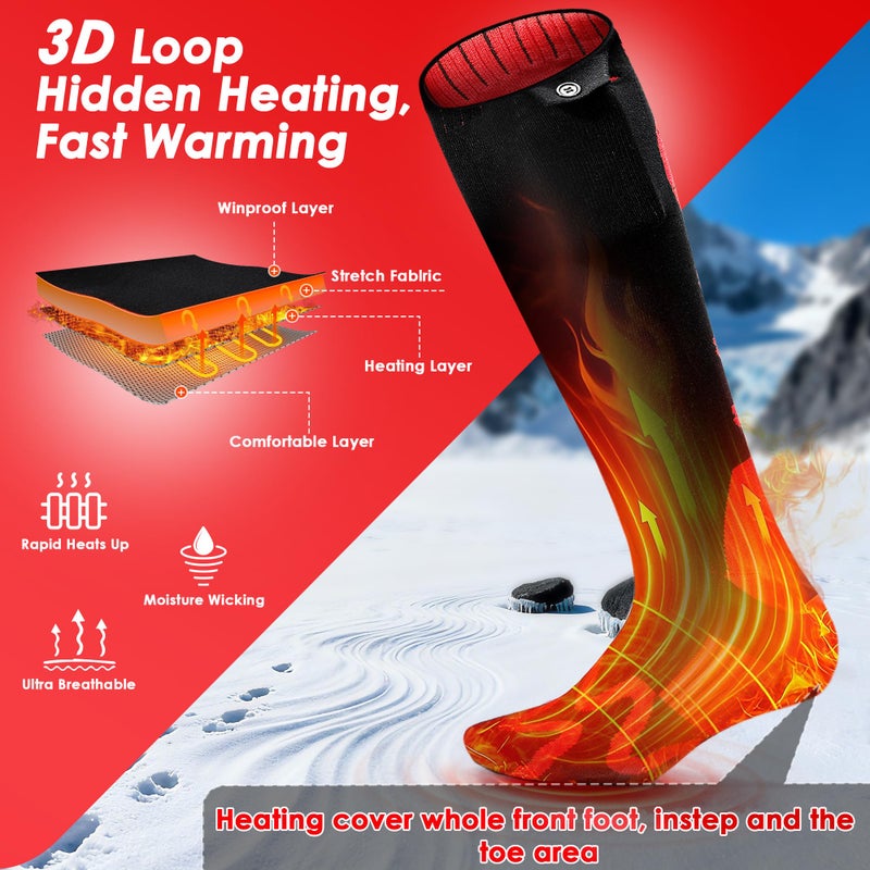 Qvamodo 8000mAh Heated Socks for Men Women 12 Hour Heating Rechargeable Electric Heated Socks with 4 Heat Settings â€“ Ideal for Winter Hunting Camping Sports Hiking Cycling Skiing Fishing Outdoor Activities - Image 5