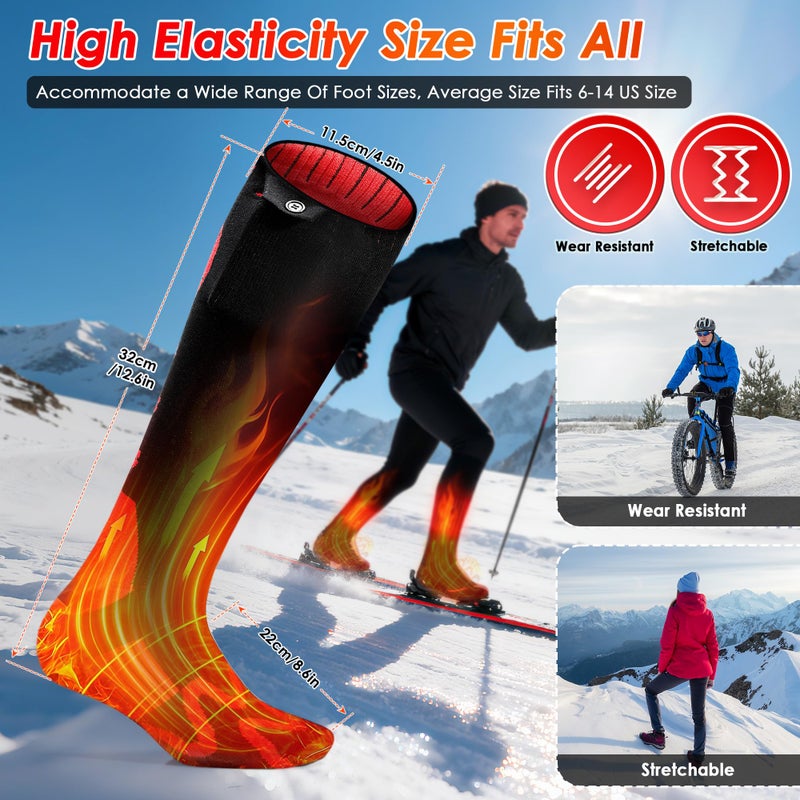 Qvamodo 8000mAh Heated Socks for Men Women 12 Hour Heating Rechargeable Electric Heated Socks with 4 Heat Settings â€“ Ideal for Winter Hunting Camping Sports Hiking Cycling Skiing Fishing Outdoor Activities - Image 3