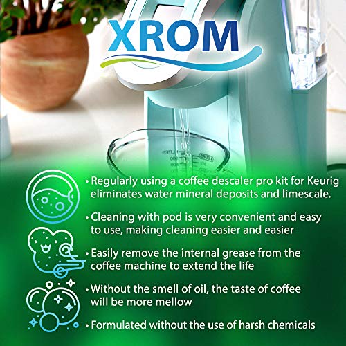 XROM Plant Based Descaling & Cleaning Kit, Compatible With All K-Cup Keurig 2.0 Brewers, All Natural Ingredients, Rinse Pods, Descaler Solution For Keurig Coffee Makers< 2 Uses. - Image 4