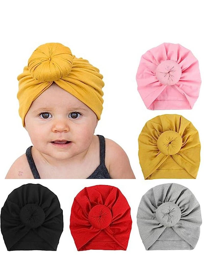 Gonice Turban Hat for Baby Infant Cap Hats with Bow Knot Soft Cute Nursery Beanie  - Image 1