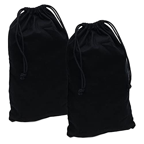 ZENPAC Cloth Bags, Black Duster Flannel Boot Storage with Drawstring Closure, Washable Breathable Cotton Fabric for Shoe, Luggage, 12.5x20.5, 2 Pack - Image 1