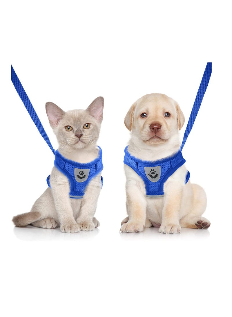 SYOSI Dog and Cat Harness With Pull Strap Pet Adjustable Outdoor Vest Reflective for Dogs Cats Easy Control Small Medium Walking Training Blue - Image 1