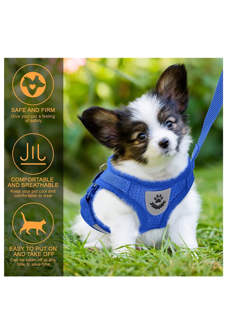 SYOSI Dog and Cat Harness With Pull Strap Pet Adjustable Outdoor Vest Reflective for Dogs Cats Easy Control Small Medium Walking Training Blue - Image 3
