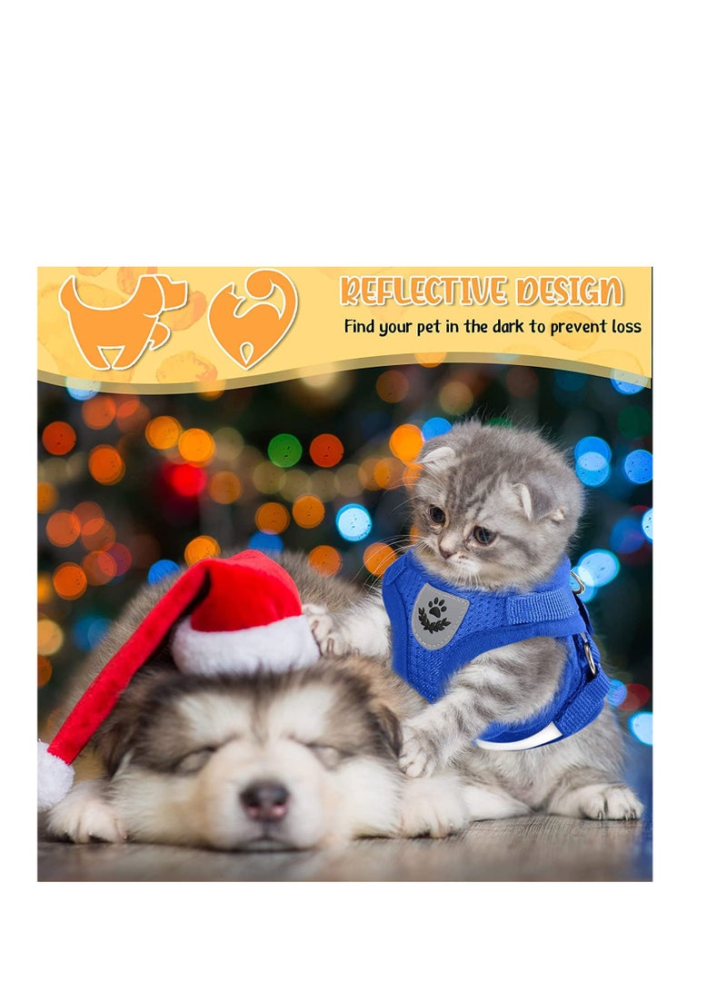SYOSI Dog and Cat Harness With Pull Strap Pet Adjustable Outdoor Vest Reflective for Dogs Cats Easy Control Small Medium Walking Training Blue - Image 4