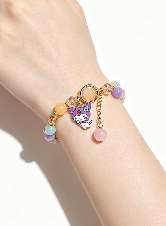 Sanrio 4 Pieces Crystal Bracelets Cartoon Pendant Kawaii Sanrio Pearl Cute Cartoon Elastic Beaded Bracelets Cartoon Themed Pendant Bracelets Gift for Teen Girls Kids - Image 5
