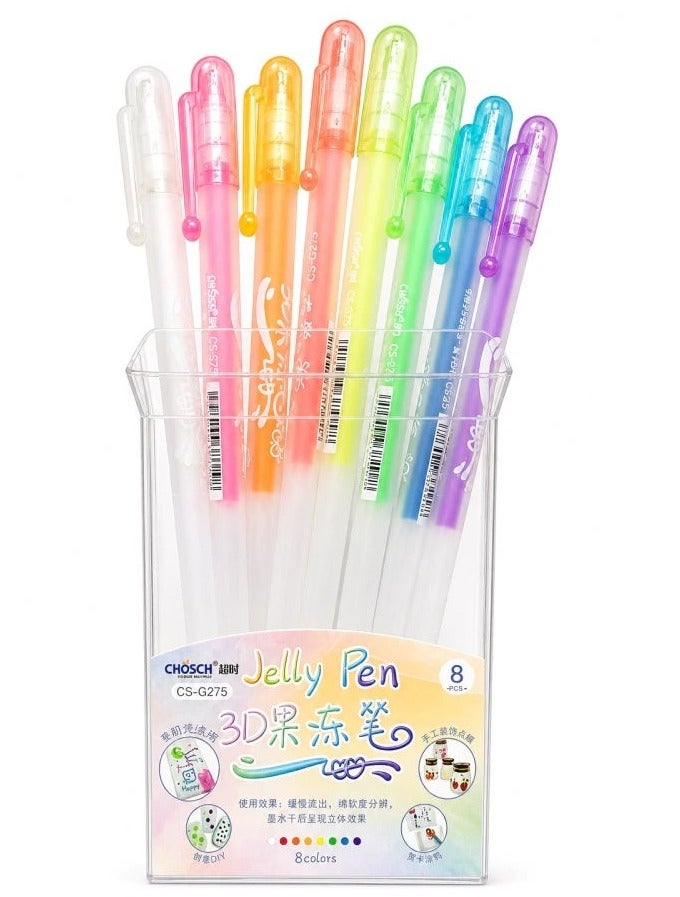 Chosch 3D Jelly Gel Pens With Carrying Case Multicolor 8 Pieces CS-G275 - Image 2