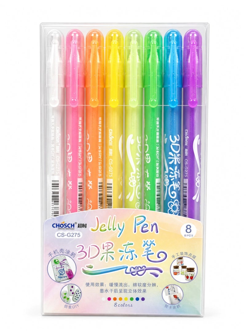 Chosch 3D Jelly Gel Pens With Carrying Case Multicolor 8 Pieces CS-G275 - Image 1