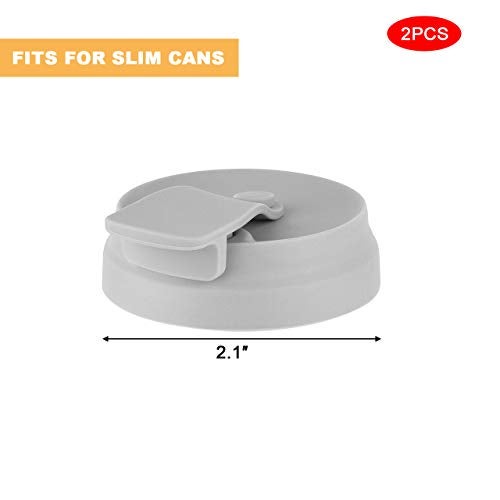 CM Silicone Slim Can Lids Beverage Can Lid Cover Protector for Slim Can and Skinny Can Hard Seltzer, Soda, Beer, Energy Drinks, Juice (Gray (2 Pcs)) - Image 2