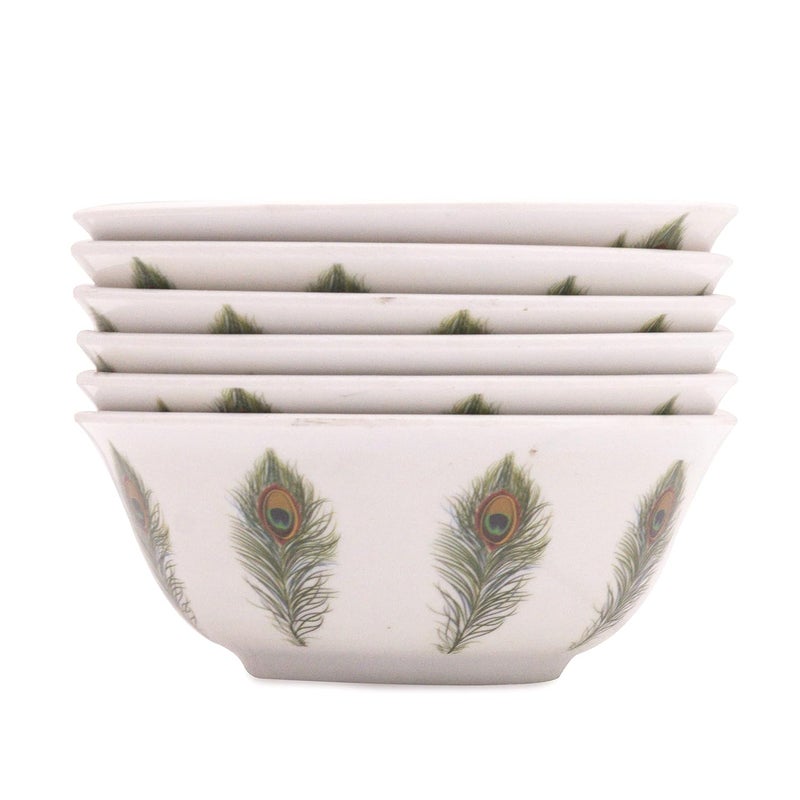 Bataniya Melamine Green Floral Design Dinner Set of 24 pcs Unbreakable Includes 6 Plates 6 Spoons 12 Bowls - Image 4