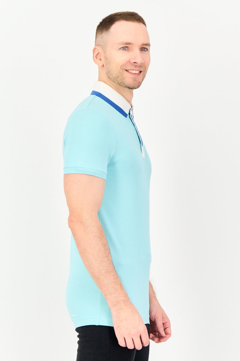 PUMA Men Sportswear Fit Short Sleeve Outdoor Polo Shirt, Ice Blue - Image 2
