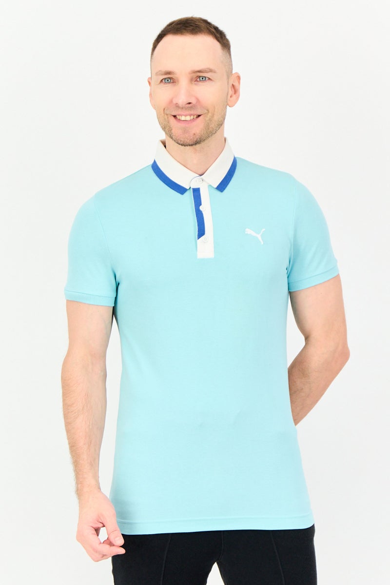 PUMA Men Sportswear Fit Short Sleeve Outdoor Polo Shirt, Ice Blue - Image 1