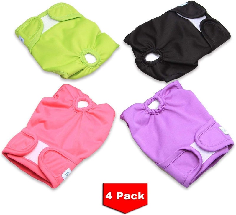 Teamoy 4pcs Washable Female Dog Diapers, Reusable Doggie Diaper Wraps for Female Dogs, Super-Absorbent and Comfortable, Medium - Image 2