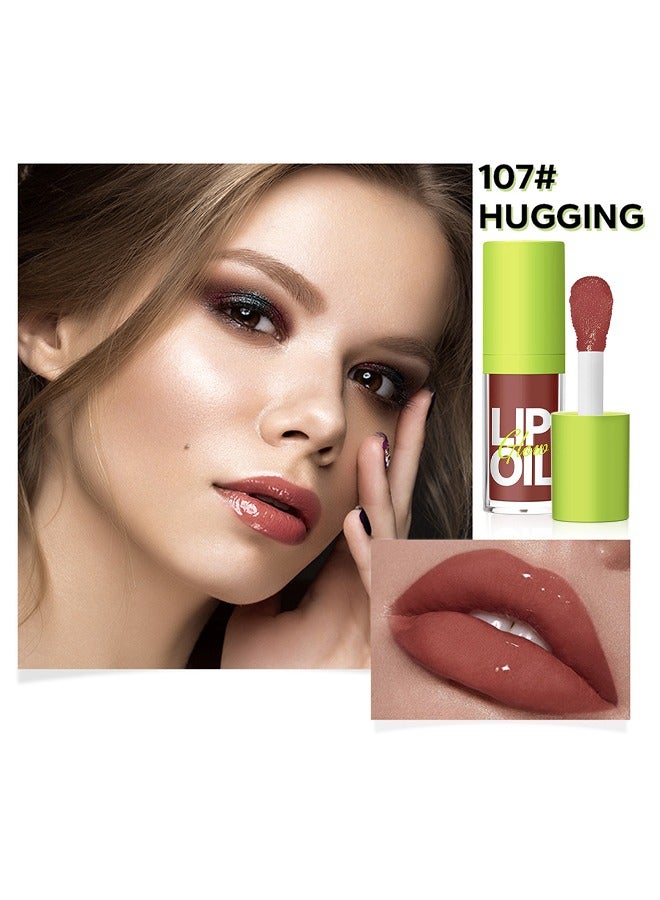 JOVIALITY Big Brush Head Lip Oil, Ultra-Hydrating & Nourishing, Smooth Glossy Finish Lip Glow Oil, Shiny and Vegan Tinted Lip Gloss, Non-Sticky Formula(HUGGING) - Image 2