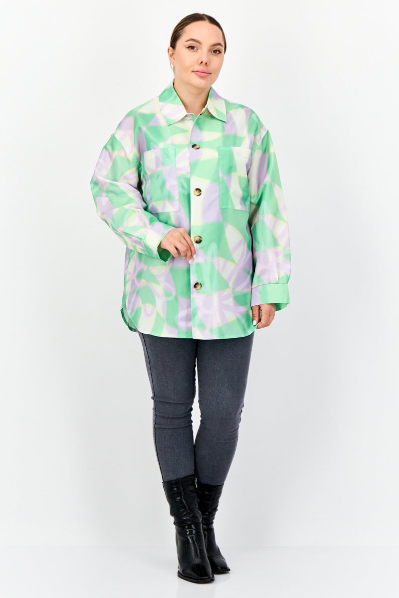 Asos Design Women Allover Print Jacket Shirt, Multicolor  - Image 3