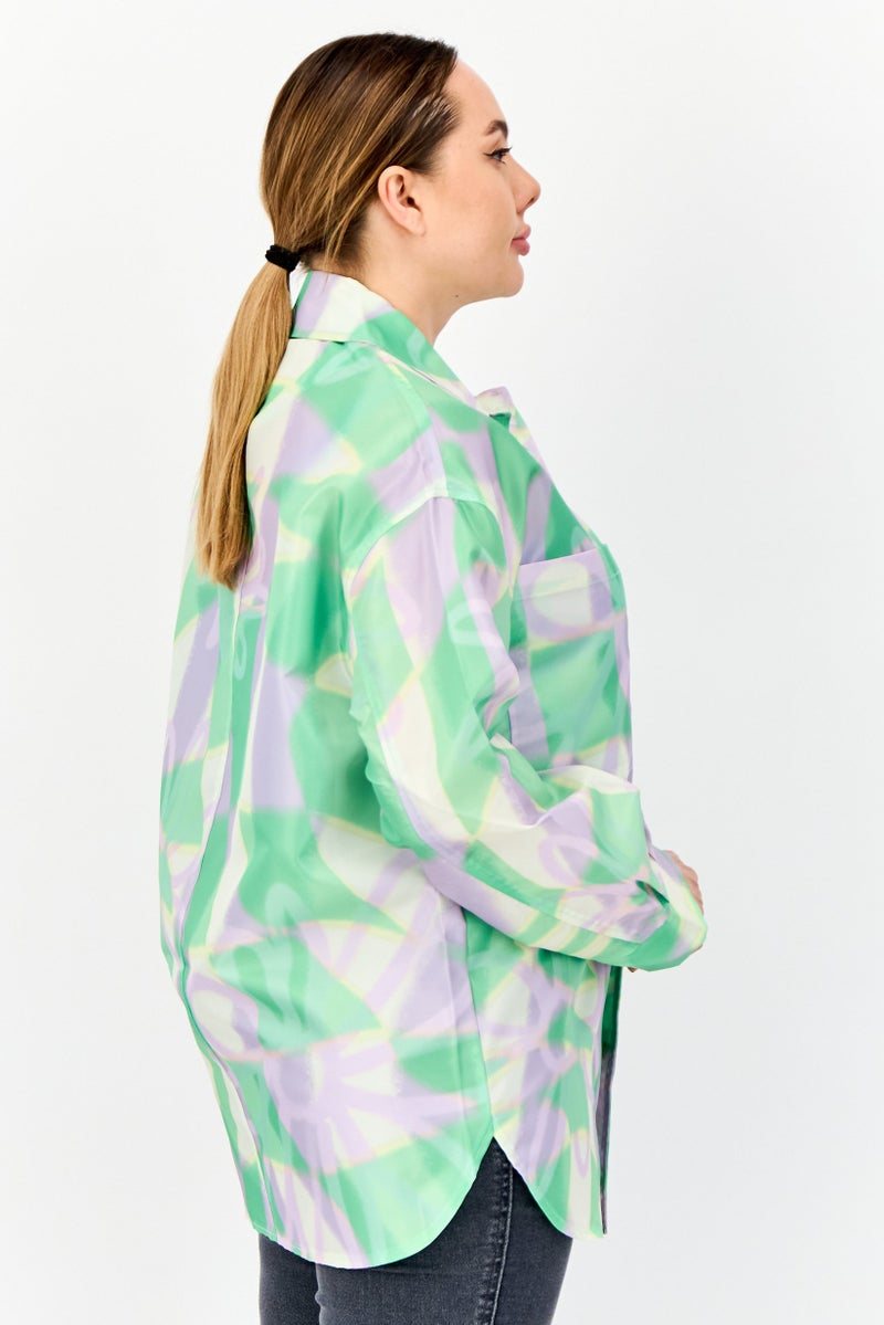 Asos Design Women Allover Print Jacket Shirt, Multicolor  - Image 2