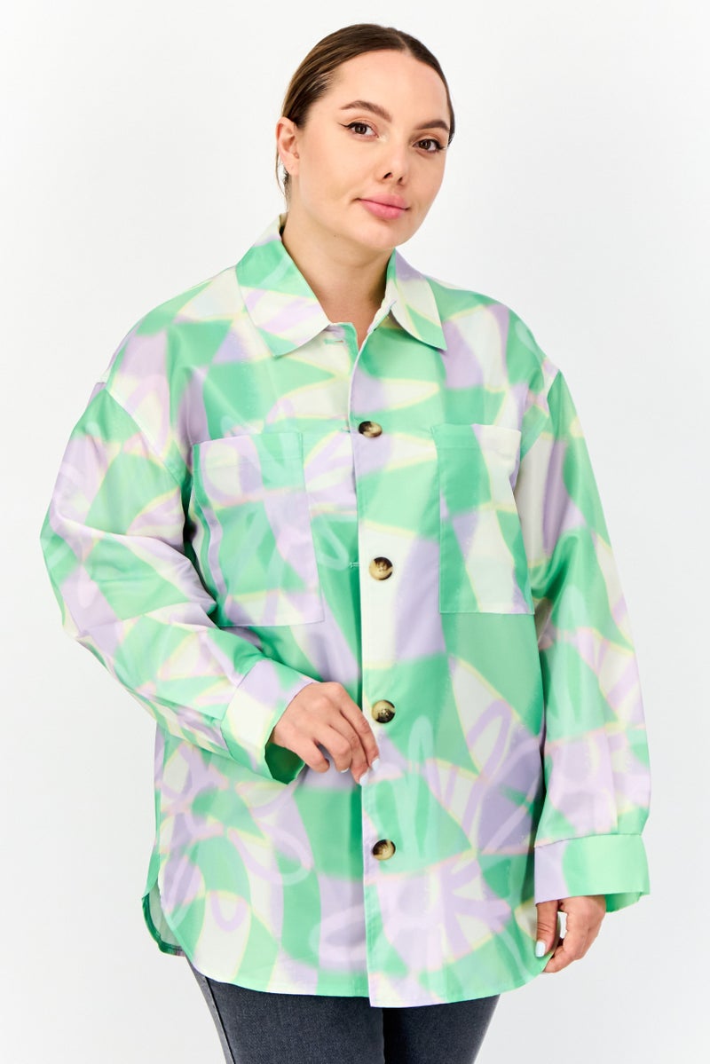Asos Design Women Allover Print Jacket Shirt, Multicolor  - Image 1