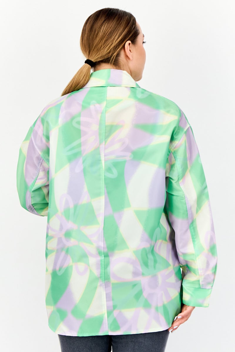 Asos Design Women Allover Print Jacket Shirt, Multicolor - Image 4