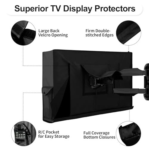 OutdoorLines Waterproof & Weatherproof Outdoor TV Cover - for 40-43 Inch Flat Screen TV, Dustproof & UV Resistant, Black, Size 39.5" L x 25" W x 5.5" H - Image 5