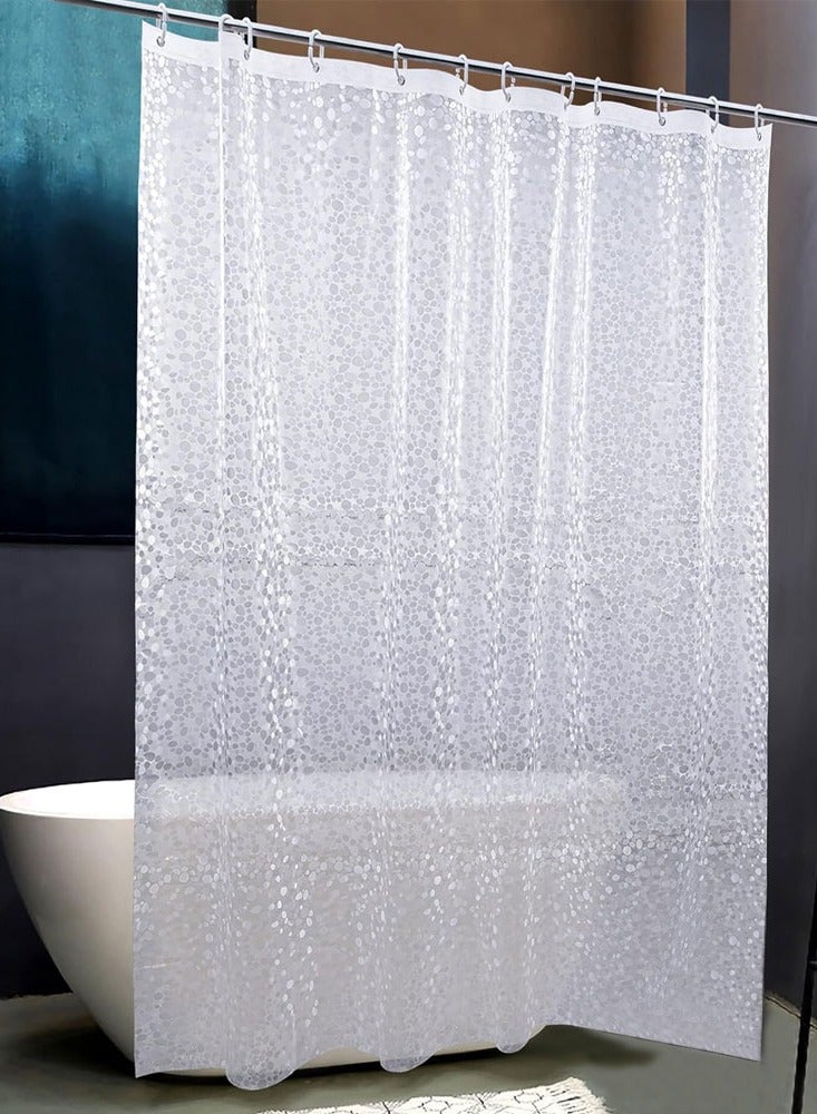 Long Shower Curtain Liner, Heavy Duty PEVA Thick Clear Plastic Shower Curtain with Rust-Proof Metal Grommets, Waterproof Shower Liner for Bathroom, 3DPebble Pattern, 180X200cm - Image 1