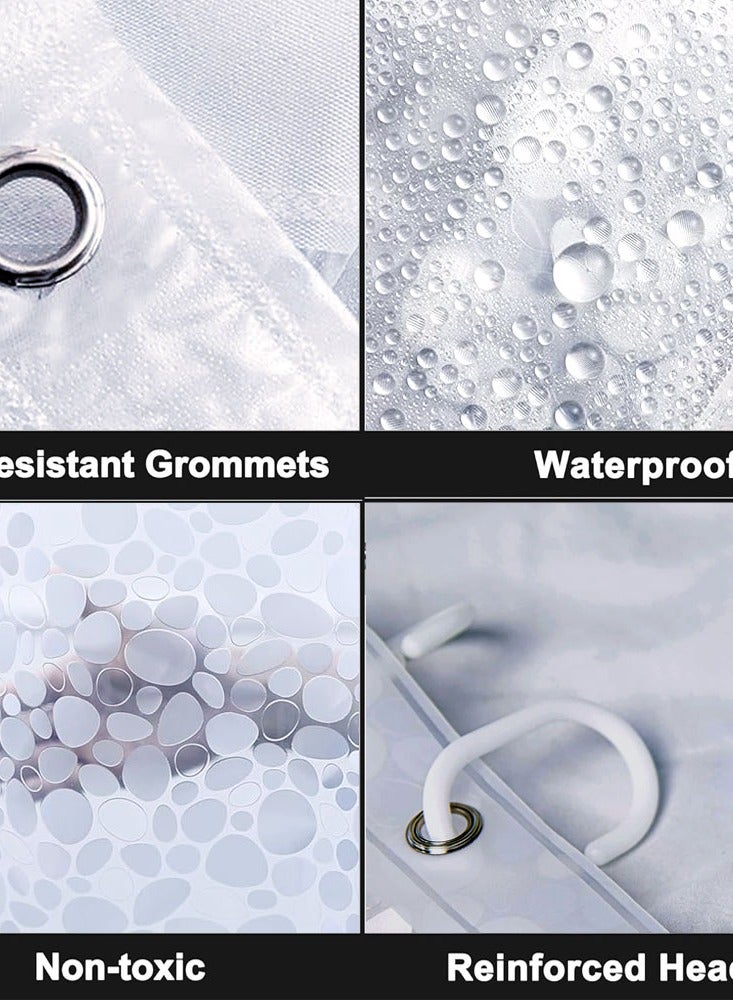 Long Shower Curtain Liner, Heavy Duty PEVA Thick Clear Plastic Shower Curtain with Rust-Proof Metal Grommets, Waterproof Shower Liner for Bathroom, 3DPebble Pattern, 180X200cm - Image 3