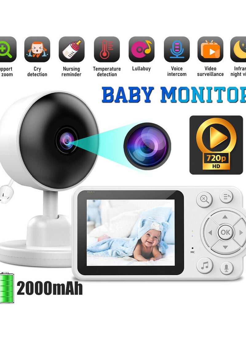 Wireless Audio and Video Baby Monitor Security Camera with 2.8" Display Night Vision