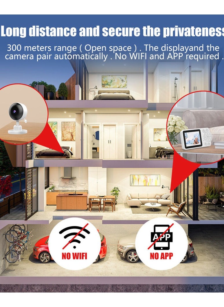 Wireless Audio and Video Baby Monitor Security Camera with 2.8" Display Night Vision