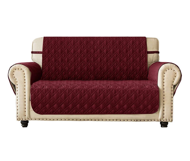 Ameritex Loveseat Cover WaterResistant Quilted Furniture Protector with Back Nonslip Paws Slipcover for Dogs Kids Pets Loveseat Slipcover Stay in Place for Leather 46 Burgundy