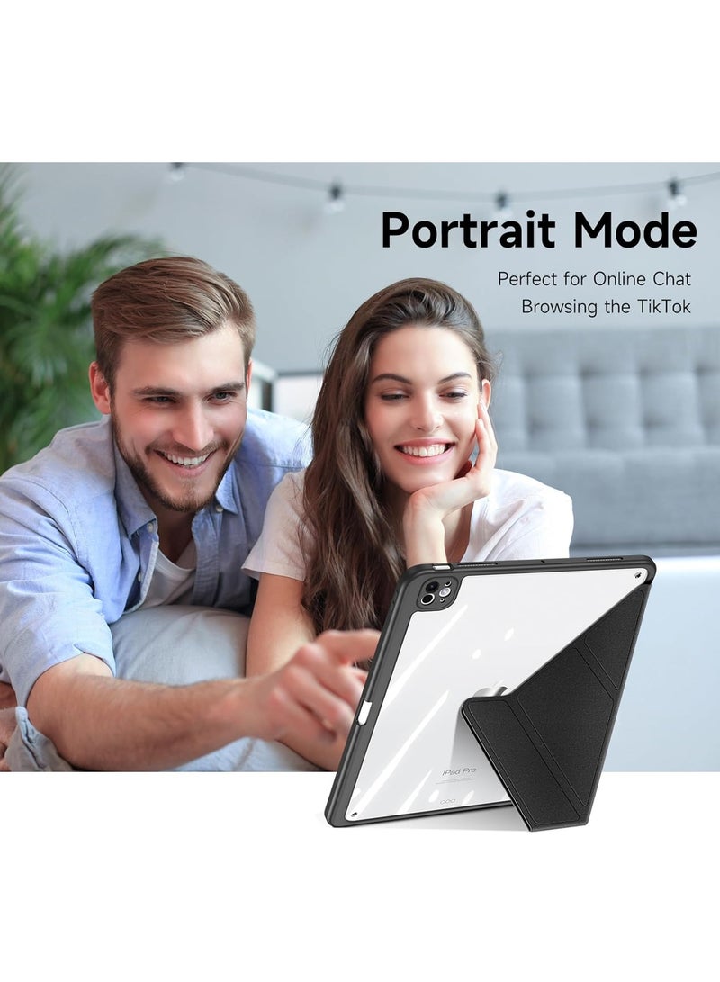 حافظة لجهاز iPad الجيل العاشر مقاس 10.9 بوصة 2022، حامل قابل للطي مع وضع أفقي وصورة، حافظة خلفية شفافة أنيقة وبسيطة، حافظة بنمط قماش مضاد للانزلاق مع حامل قلم، تنبيه/غفو تلقائي، (الأرجواني الخزامى) - Image 3