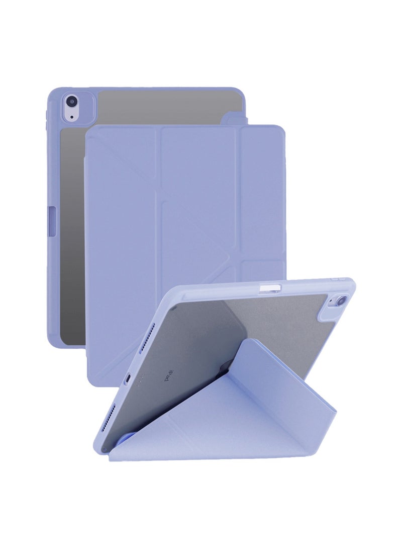 حافظة لجهاز iPad الجيل العاشر مقاس 10.9 بوصة 2022، حامل قابل للطي مع وضع أفقي وصورة، حافظة خلفية شفافة أنيقة وبسيطة، حافظة بنمط قماش مضاد للانزلاق مع حامل قلم، تنبيه/غفو تلقائي، (الأرجواني الخزامى) - Image 1