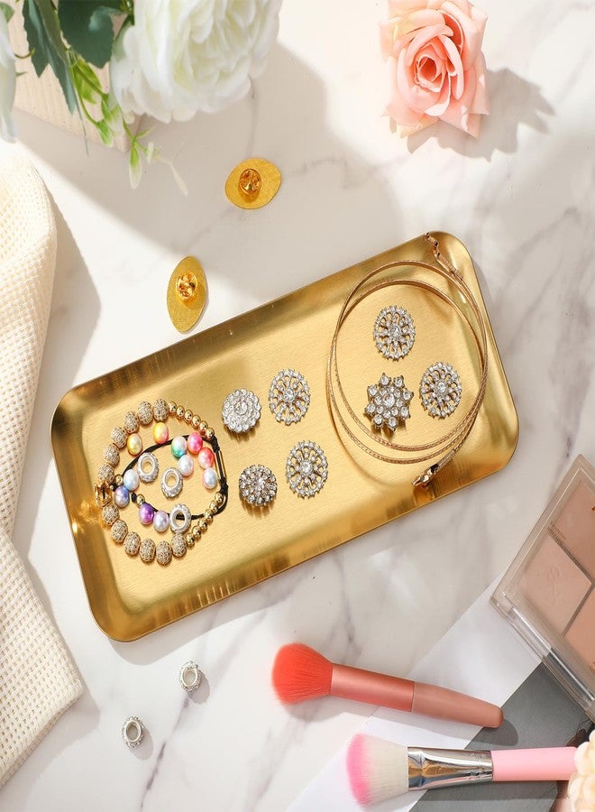 Vesici 12 Pcs 8.66 x 3.82 inches Small Gold Tray Bulk, Stainless Steel Rectangle Serving Trays Trinket Decorative Bathroom Tray for Vanity Jewelry Makeup Towel, Dish Plate Tea Fruit Storage Platter - Image 3