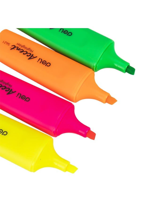 ديلي قلم تمييز Deli Delight S622 بطرف مشطوف متعدد الألوان، عبوة من 4 قطع - Image 4