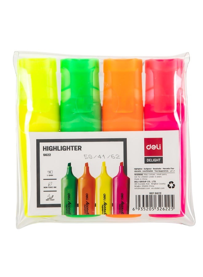 ديلي قلم تمييز Deli Delight S622 بطرف مشطوف متعدد الألوان، عبوة من 4 قطع - Image 5