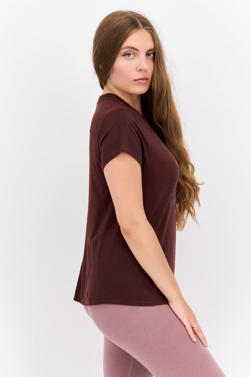Brooks Women Sportswear Fit Short Sleeve Ruining Top, Dark Brown  - Image 3