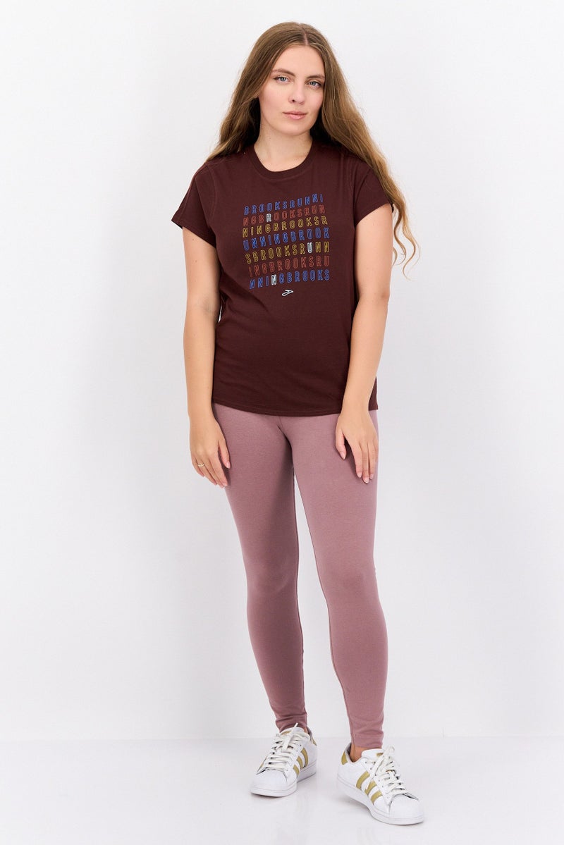 Brooks Women Sportswear Fit Short Sleeve Ruining Top, Dark Brown  - Image 4