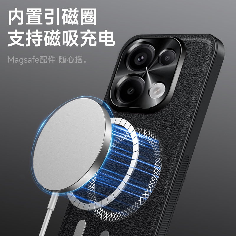 MagSafe Leather Case Protective , Black , , Cover for Redmi Note 13 Pro for Tabletop Use - Image 3