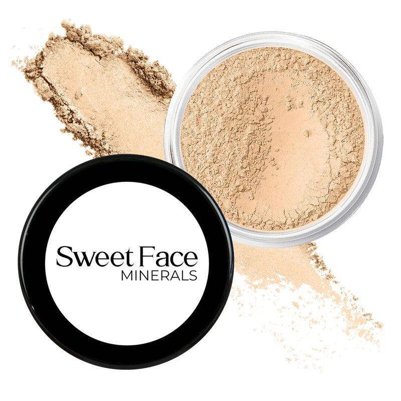 Warm Shade Foundation 30g Full Size Sifter Jar Matte Mineral Makeup Loose Powder Bare Face Full Coverage Long Lasting All Natural Noncomedogenic for All Skin Types Airbrushed Finish SPF 31