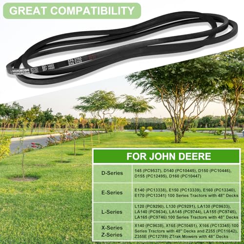 Bonbo Lawn Mower 48" Deck Belt V-Belt Fits for John Deere GX21833 GX20571 48 inch Covered Deck Belt D140 D150 D160 L120 L130 LA130 LA140 LA145 LA155 LA165 X140 etc - Image 2